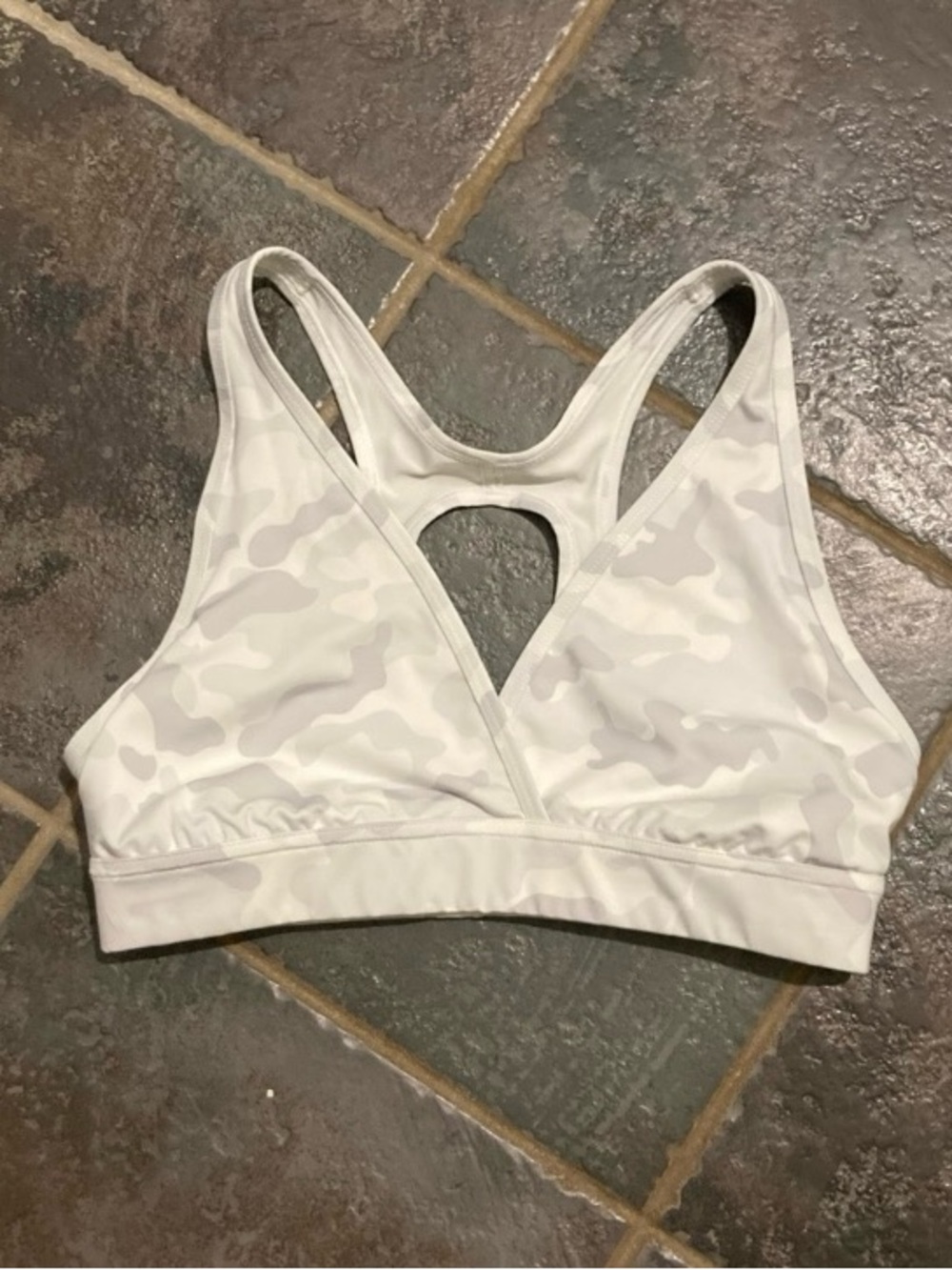 Women’s White Camo Racerback Sports Bra - White Handful Size M